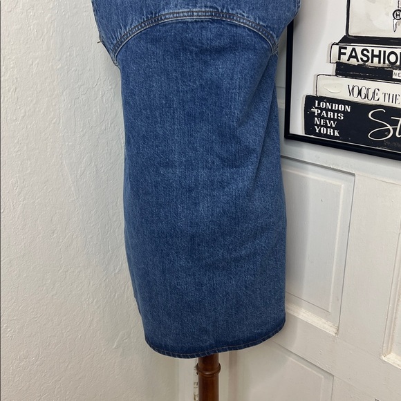 FRAME Molino Micro Flare Denim Mini Dress Size M - Picture 8 of 11